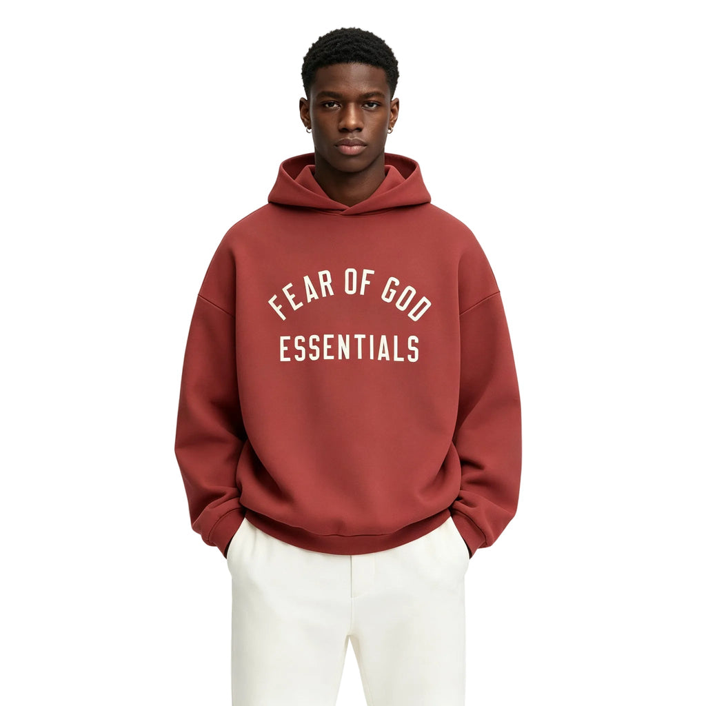 Fear of God Essentials-Fleece Hoodie 'Crimson'