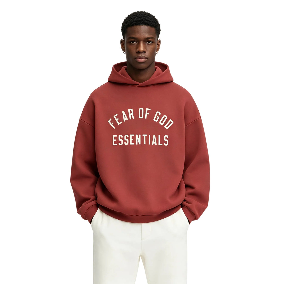 Fear of God Essentials-Fleece Hoodie 'Crimson'